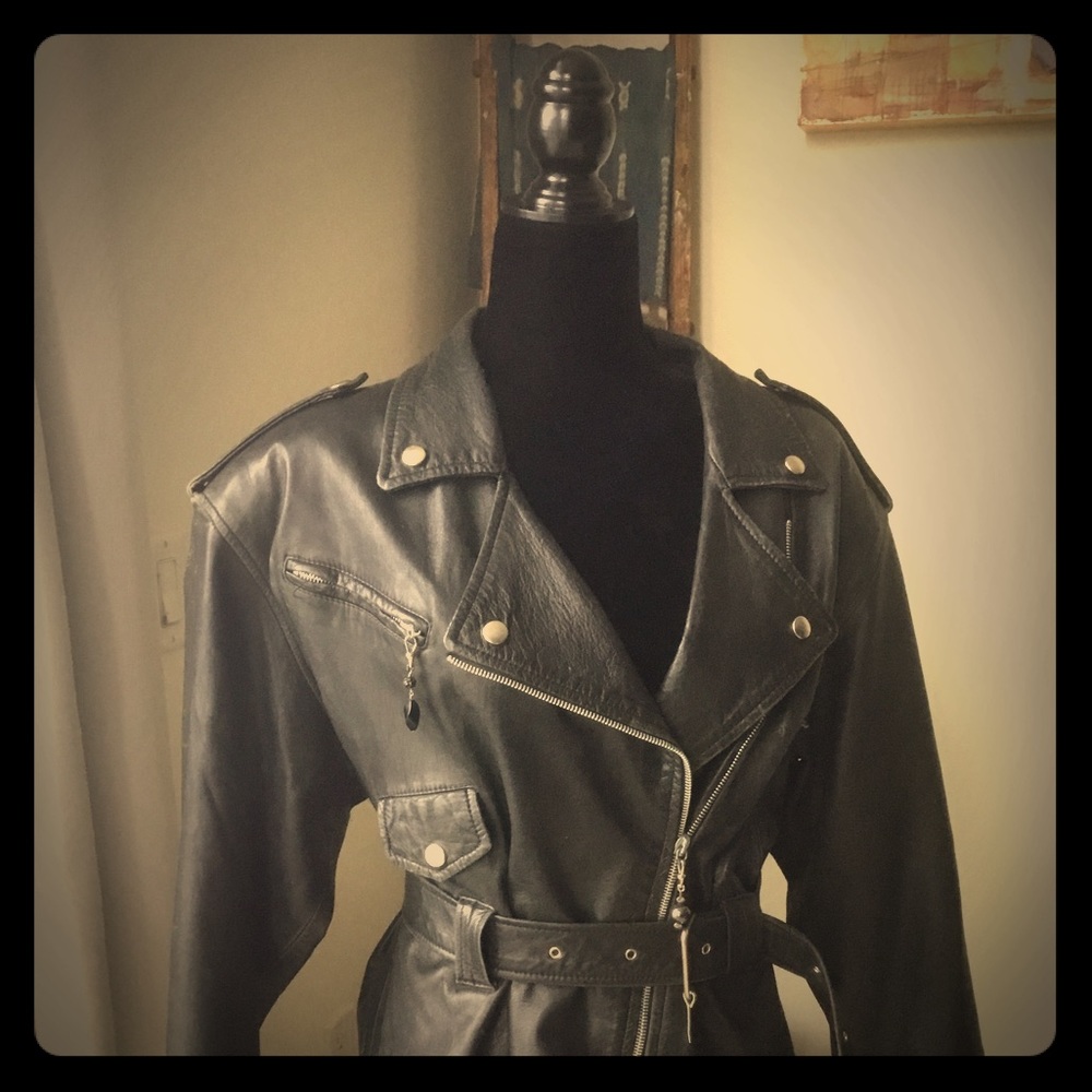 Vintage black motorcycle jacket.